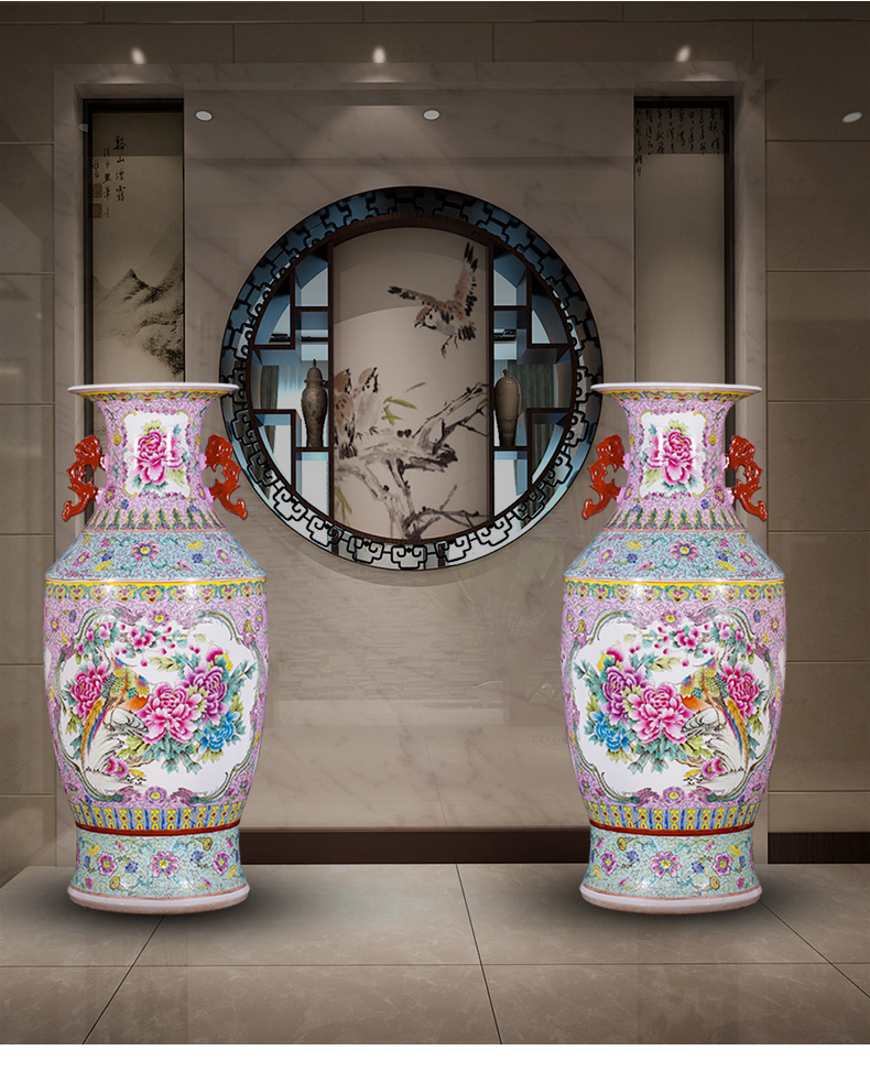 Jingdezhen ceramics of large vase archaize long ears admiralty bottles of Chinese style living room decoration collection furnishing articles