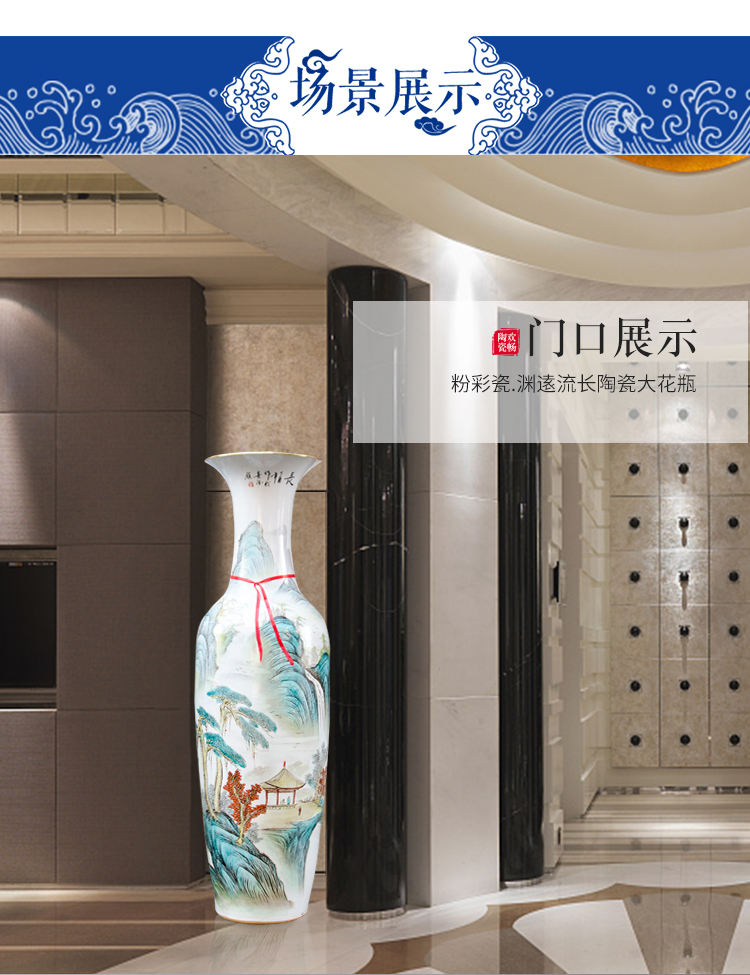 Hand - made jingdezhen ceramics powder enamel has a long history of large vases, Chinese style living room decorations opening furnishing articles