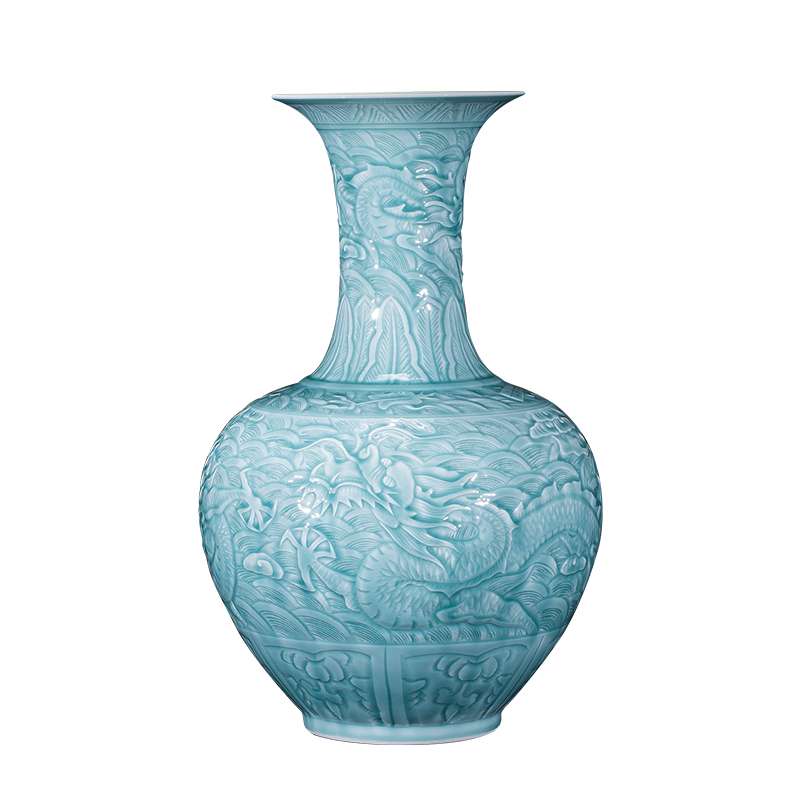 Jingdezhen archaize yongzheng shadow blue its YunLongWen ceramic vases, Chinese style living room decorations landing place