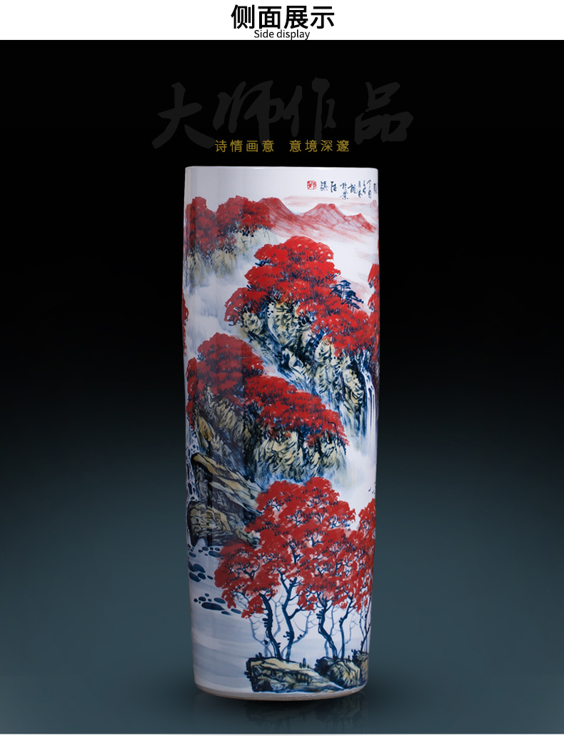 Jingdezhen ceramic vase hand - made high quiver landing big sitting room adornment furnishing articles word calligraphy and painting scroll cylinder to receive