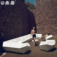Gu Yueju thiết kế nội thất bàn ghế sofa FAZ / bàn cà phê bằng thép thủy tinh bộ ghế sofa