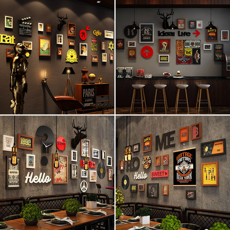 Retro Restaurant Wall Decoration Creative Barbecue Restaurant Industrial Style Bar Cafe 3D Stereo Wall Stickers