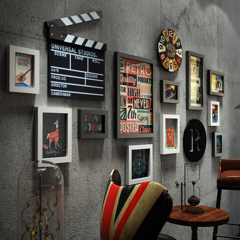 Retro bar background wall decoration creative industrial style barber shop wall pendant restaurant hotel wall pendant