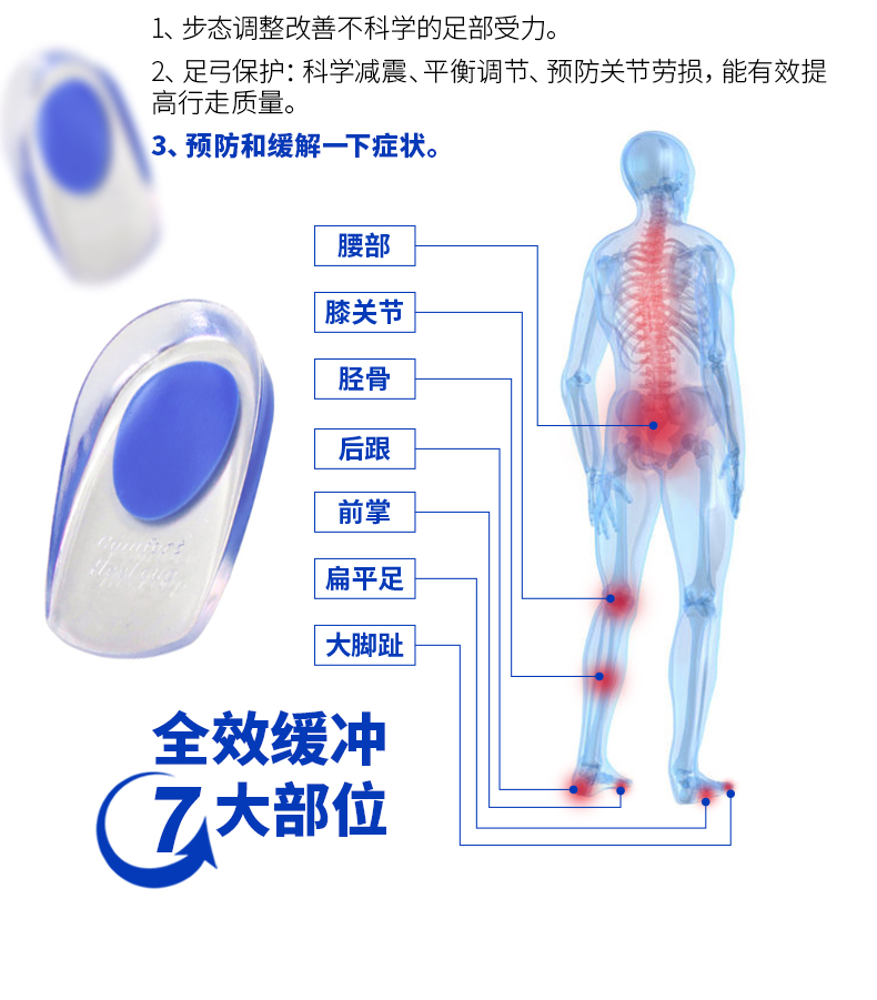 牧の足 加厚减震软足跟垫 缓解跟腱炎 适合久站人群 图4
