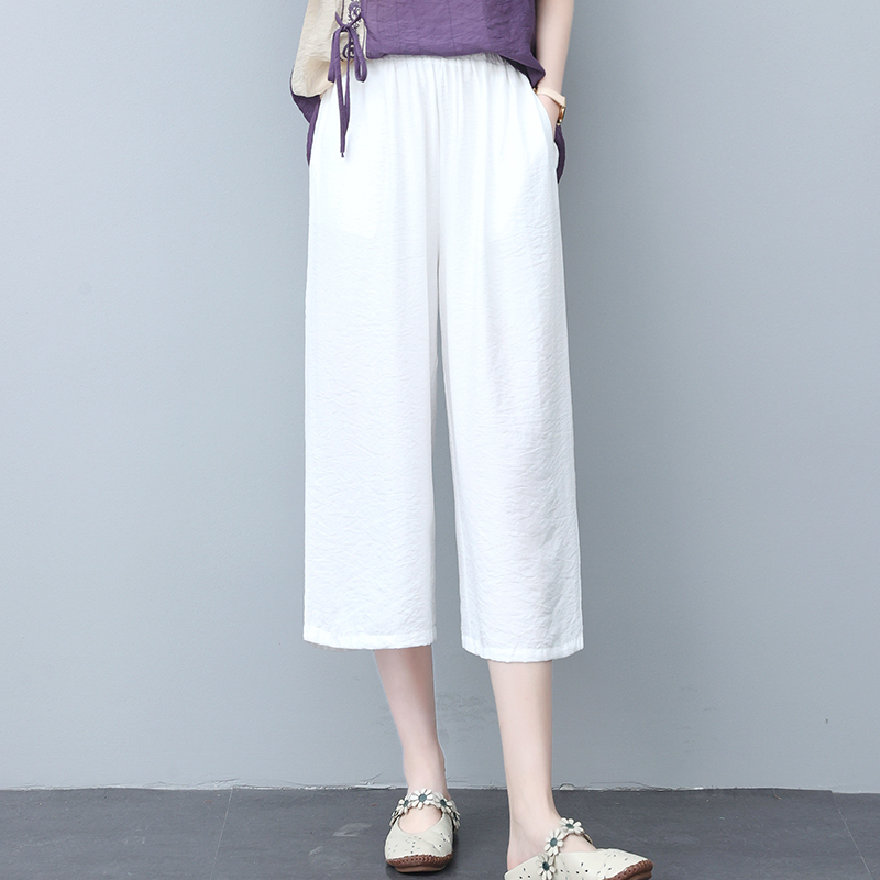 Ice Silk Thin Wide-Leg Pants for Women, Summer 2026 New Style, Middle-Aged Mom Elastic High-Waisted Loose White Straight-Leg Cropped Pants Ice Silk Thin Wide-Leg Pants for Women, Summer 2026 New Style, Middle-Aged Mom Elastic High-Waisted Loose White Straight-Leg Cropped Pants