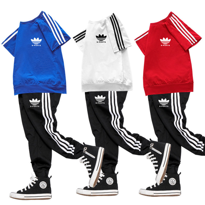 Foreign trade tail single children's clothing boys' summer suits 2022 new handsome children's summer short-sleeved sports two-piece suit tide