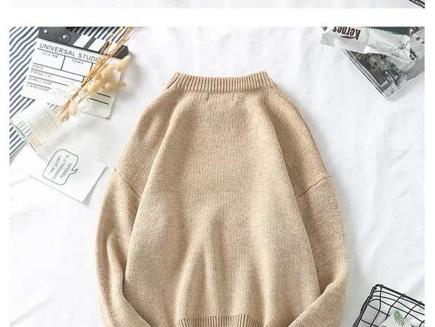 Áo len nam Xu hướng Hàn Quốc Cặp đôi Áo mùa thu Hàng dệt kim Nam Trang phục mùa thu Vòng cổ Áo gió đồ nam