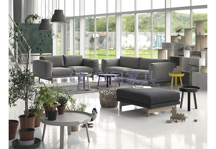 Thiết kế nội thất sofa gỗ rắn Bắc Âu cổ điển kinh doanh bình thường ghế sofa mini