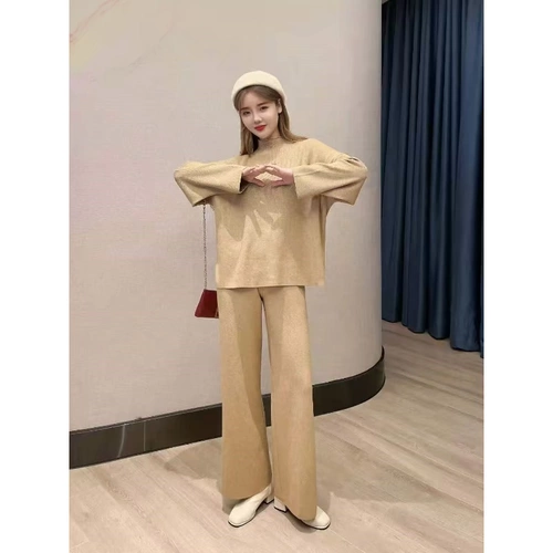 Демисезонный комплект, трикотажный модный свитер для отдыха, оверсайз