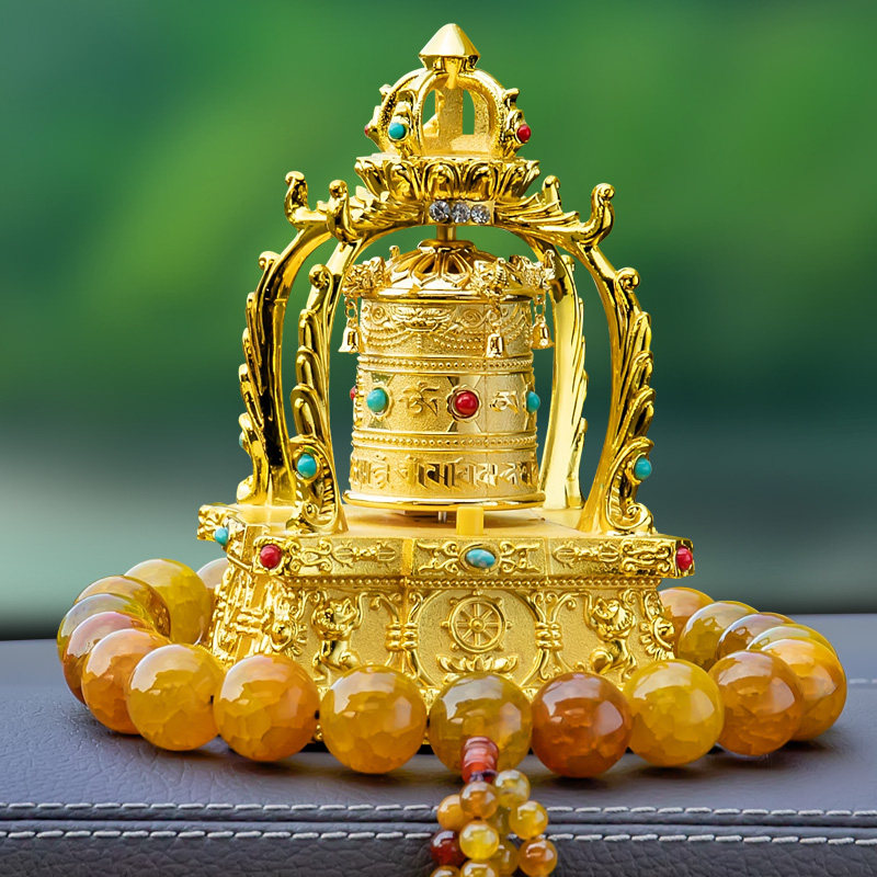 Vehicular solar energy transfer cylinder car interior goods pendulum piece Tibet transfer warp wheel Pasafely and medium control desk decoration supplies