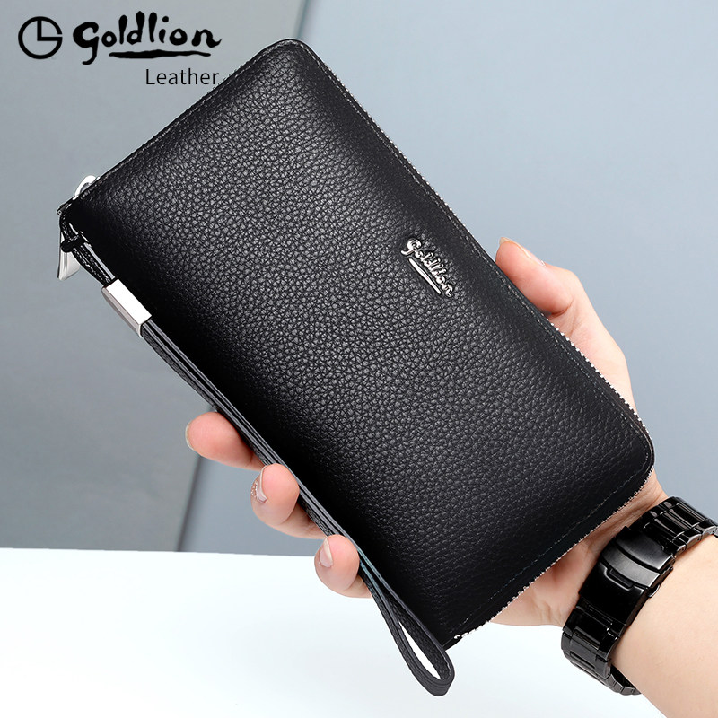 Jinlilai men's long wallet 2021 new leather handbag luxury brand wallet dad brand name brand clutch bag