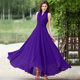 Xiangyi Lihua's new summer style women's sapphire blue long skirt sleeveless slimming slim chiffon dress fairy