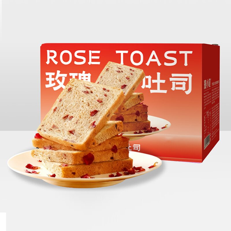 玫瑰全麦面包减0低脂肪肥饱腹健身代餐吐司片学生早餐整箱食品