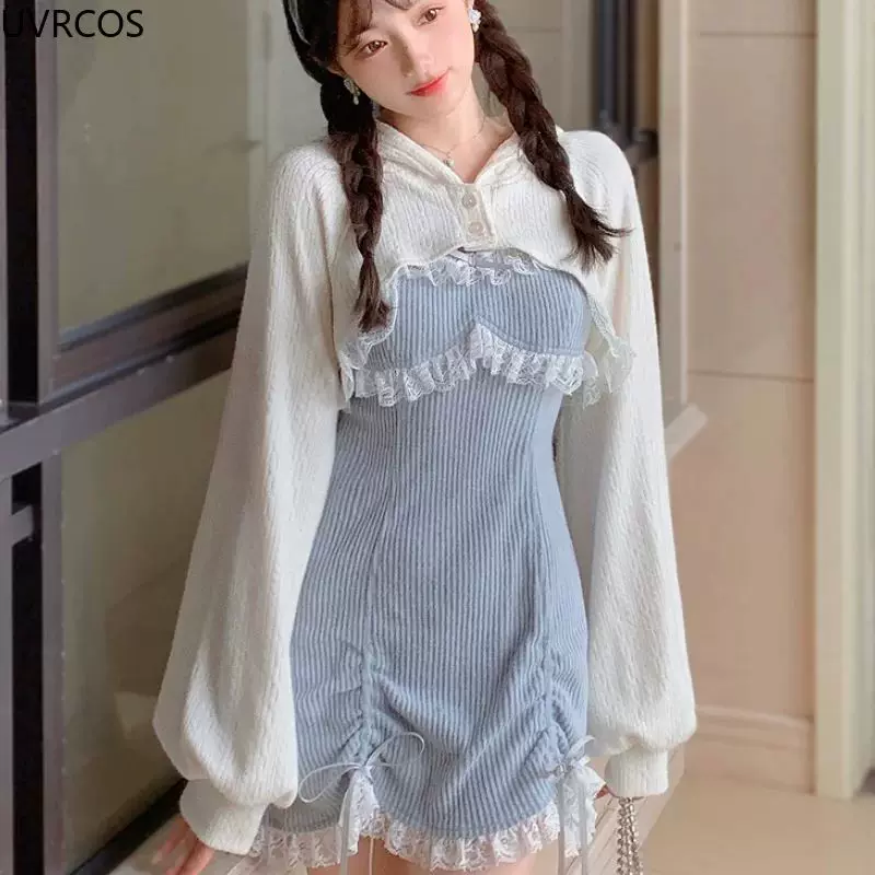 Японское сладкое лолита платье LACE ЖЕНЩИНАМ БУТЫК ПУГОВИЦЫ РОЗОВЫЙ KAWAII ВЕЧЕРИНКА