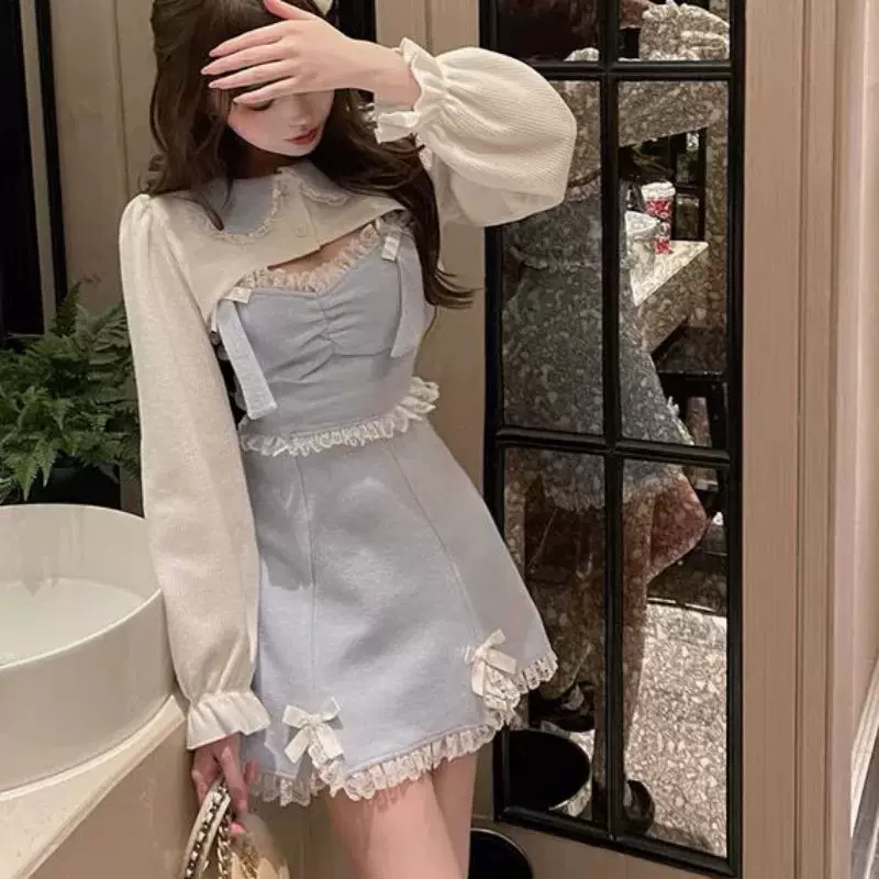 Японское сладкое лолита платье LACE ЖЕНЩИНАМ БУТЫК ПУГОВИЦЫ РОЗОВЫЙ KAWAII ВЕЧЕРИНКА