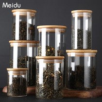 Glass Tea Leaf Jars Seal Tank Transparent Small Bottles Small Number Storage Jar Flowers Tea Jar Black Tea Containing Storage Tank Tea Jar