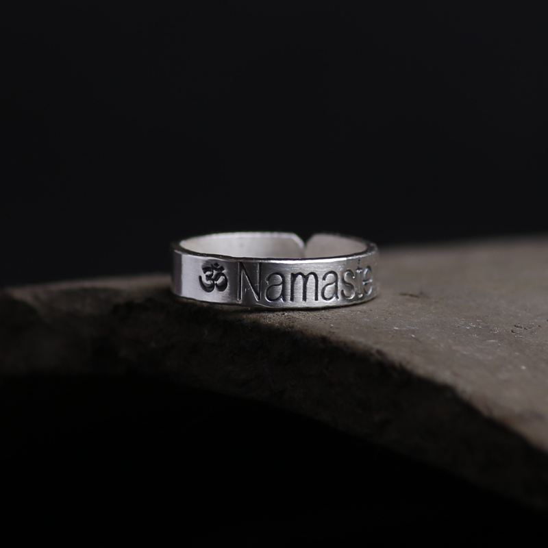 Namaste Pure Silver Foot Ring Yoga Om Toe Ring Tail Ring Pinky Knuckle Foot Ring for Women Toe Sexy