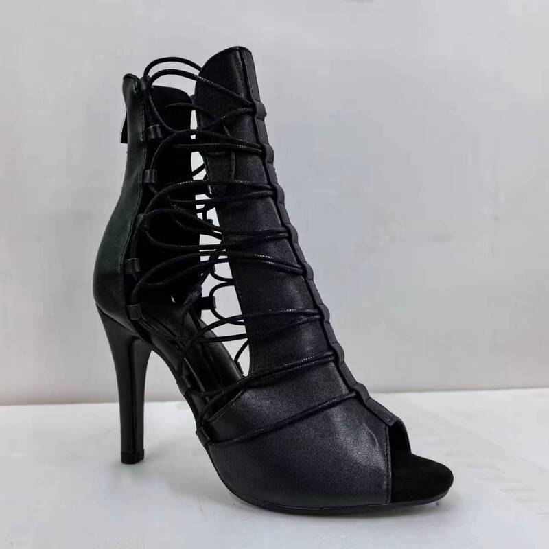 New Jazz Dance High Heels Fish-Mouth Strap Short Boots Heels Dance Shoes New High-Heeled Large Size Sandals