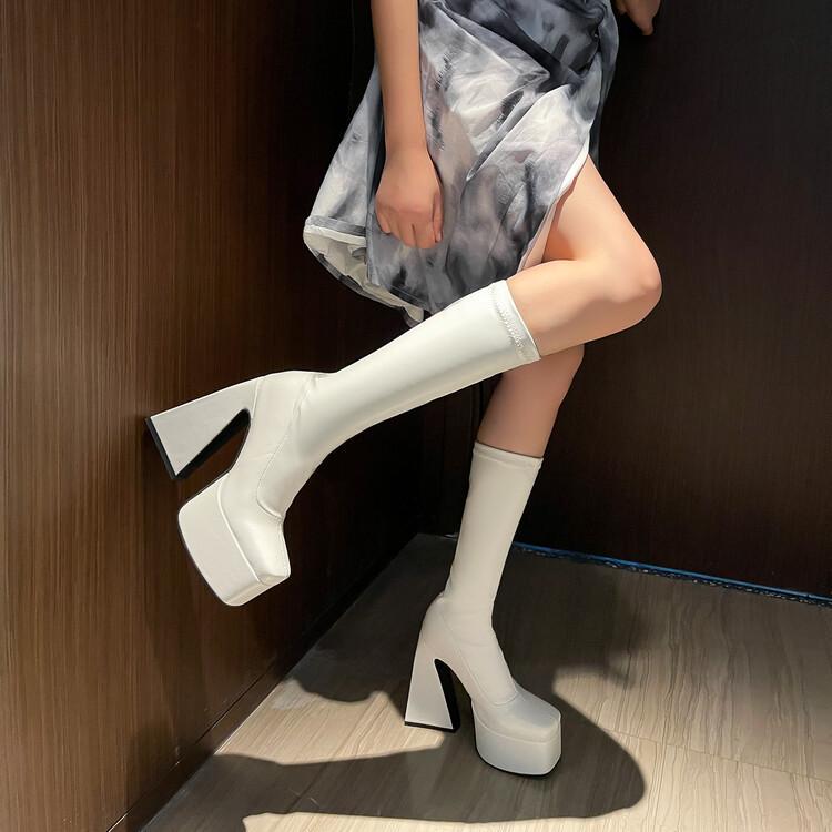 Foreign Trade Waterproof Platform Chunky Heel Leather High-Top Martin Boots 2022 Autumn and Winter New High-Heeled Over-The-Knee Long Boots Foreign Trade Waterproof Platform Chunky Heel Leather High-Top Martin Boots 2022 Autumn and Winter New High-Heeled Over-The-Knee Long Boots