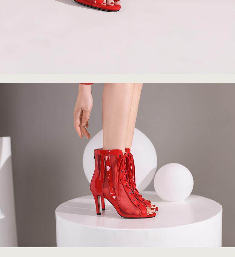 Летние короткие сапоги, ботинки, танцующие туфли на высоком каблуке, босоножки, большой размер Li Xiuxiu 