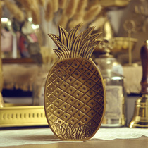 India imported pure copper gold porcelain pineapple creative tray fruit plate soap box jewelry plate decoration storage plate ornaments