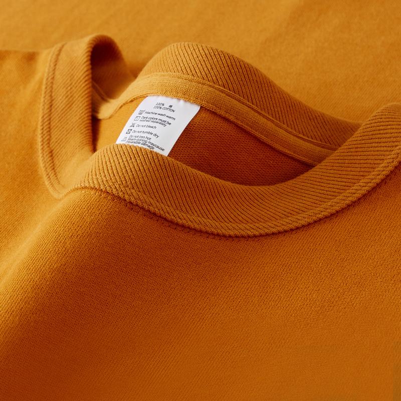 Thickened Light Yellow Heavy-Duty 340g Round-Neck Pure Cotton T-Shirt Short-Sleeve Men's Solid Color Brushed Small Neckline Regular Shoulder Base Shirt