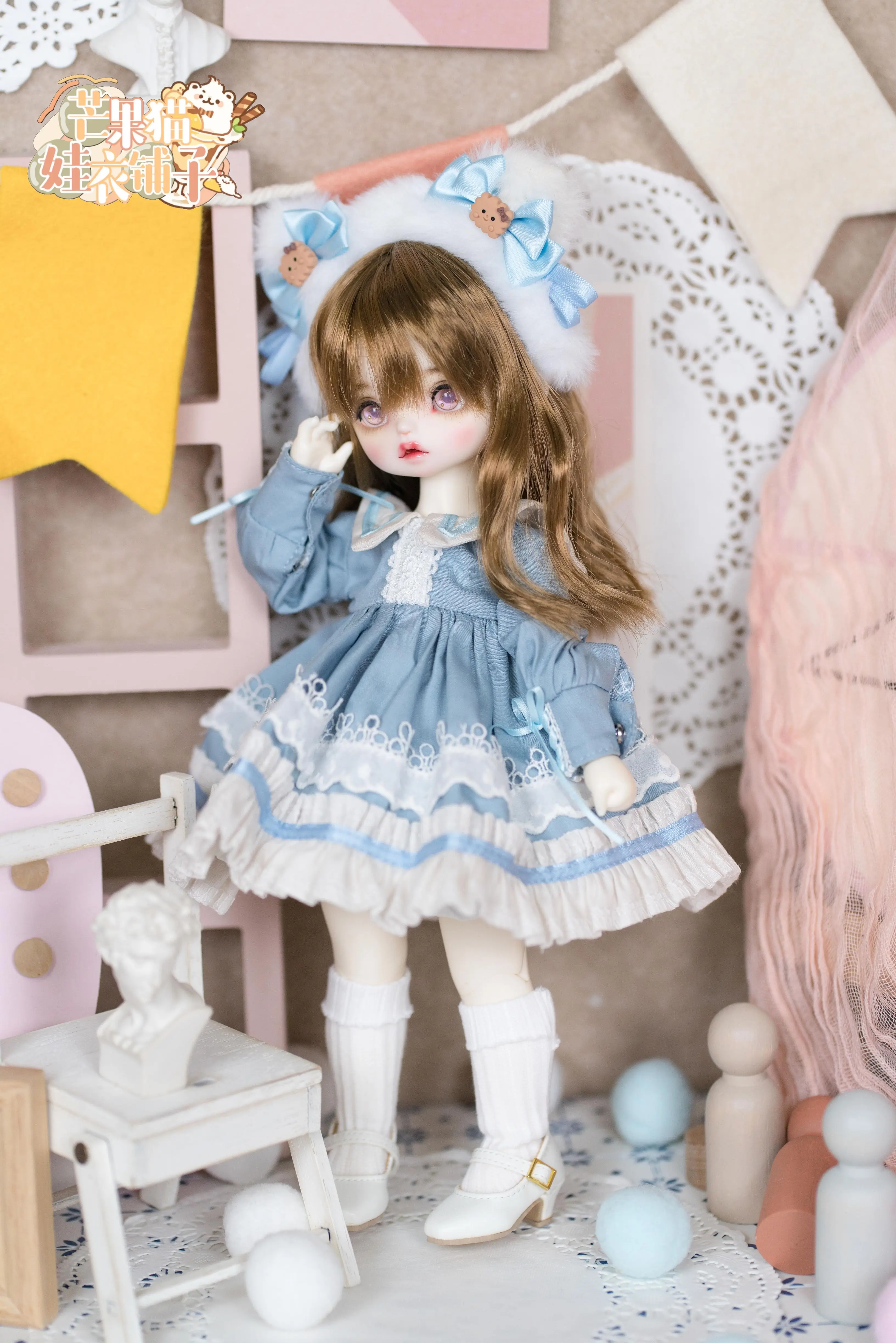 [Манго Кэт] -Кейк Барiel-BJD46 точек MDD Медведь Девочка Кролик Милый Модель Платье