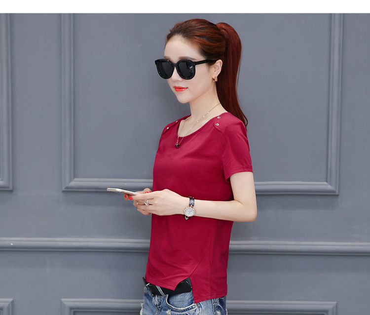 Mùa hè 2019 phiên bản Hàn Quốc mới của áo thun ngắn tay thon gọn nữ nữ size lớn áo sơ mi nữ mỏng manh từ bi - Áo phông áo phông rộng nữ