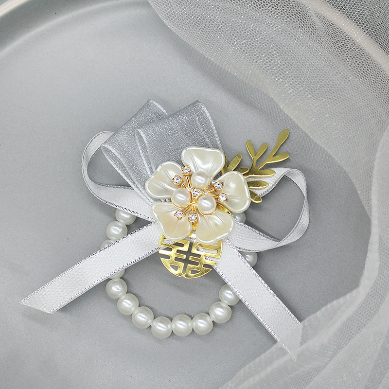 Bridesmaid's wrist flower advanced sensational bride and sister group Superfairy Fancy Wedding Wedding Korean Escort Mother Group Pearl Bracelet-Taobao