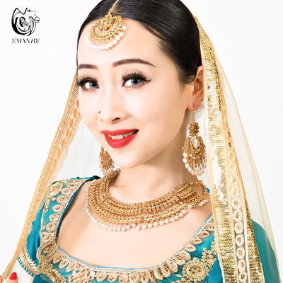 Indian jewelry, women's fine large set of accessories, eyebrow pendant earrings, necklace, new style with ethnic characteristics, Nepal