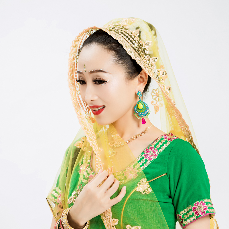 Indian boutique sari female veil headdress large gauze towel Leng Ha Anna with shawl belly dance veil spot