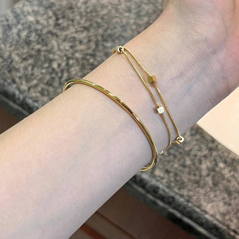 Stackable Ceiling~18K Gold-Plated Sparkling Small Square Bracelet, Elegant and Non-Fading Bangle, Niche Design