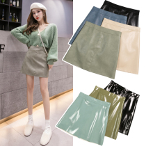Leather skirt women 2021 autumn and winter New thin bag hip high waist A- line dress ins Super fire small leather skirt skirt