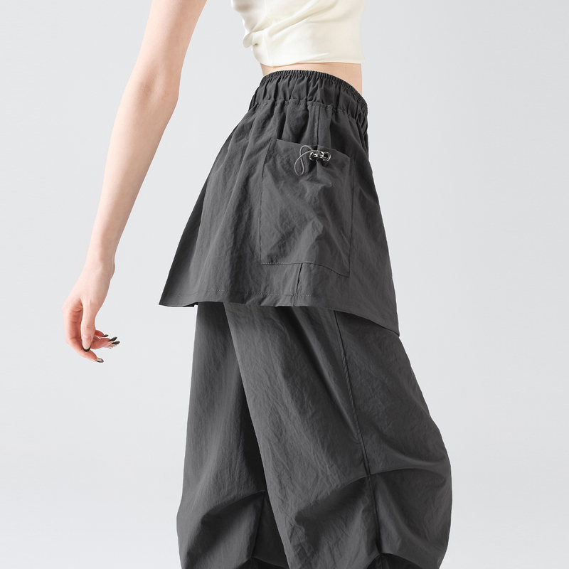 Super Stylish Faux Two-Piece Cargo Pants for Women, Summer Lightweight Ice Silk Quick-Dry Jogger Pants, Wide-Leg Skirt Pants Super Stylish Faux Two-Piece Cargo Pants for Women, Summer Lightweight Ice Silk Quick-Dry Jogger Pants, Wide-Leg Skirt Pants