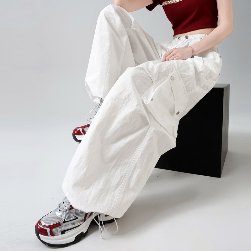 American-Style Quick-Dry Jogger Cargo Pants for Women, 2026 Summer New Style, Elastic Waist Drawstring Casual Sports Pants