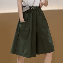 Five wide leg shorts womens summer wear thin model 2021 New High waist slim Joker casual size fat MM skirt