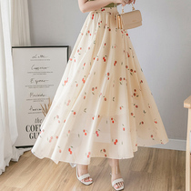 Flower skirt summer slim long skirt 2021 new big pendulum skirt chiffon skirt fairy dress long super fairy dress