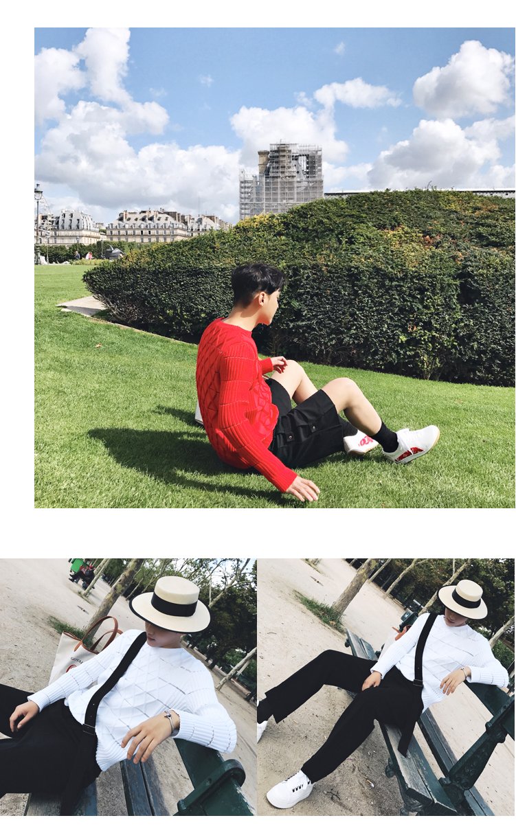 William Wei Đàn ông mùa thu và mùa đông tay dài cotton giản dị cổ tròn sọc cutout Slim tay áo thun áo hoodie cặp