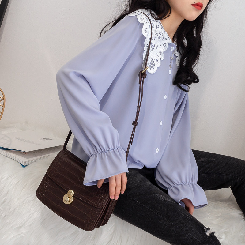 2020 autumn new large size women's clothing 200 jin fat sister doll collar loose and thin top bottoming shirt
