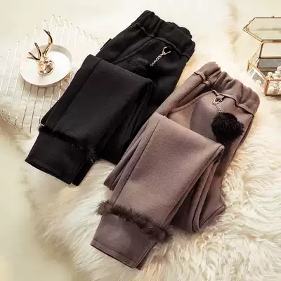 Winter New Plus Size Women's Pants 200 Jin Fat Sister Thick Thick Hairen Pants Casual Pants