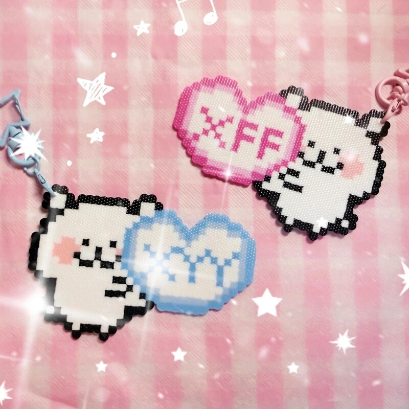Self-Deprecating Bear Bead Art Finished Pendant Cute Cartoon Keychain Ornament Gift Name Tag for Best Friends Couple Pendant
