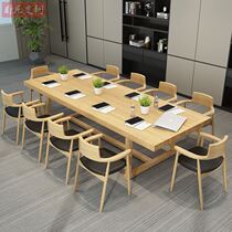 Solid Wood Large Board Meeting Table Rectangular Table Minimalist Modern Desk Chair Composition Creative Log Negotiation Table Bar Table