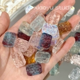 【花牌】清冷感新中式复古长方玻璃琉璃散珠diy手工串珠项链手链