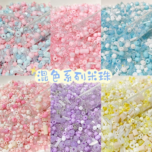 Японские светлые стеклянные бусины, ожерелье ручной работы, цепочка, 20 грамм