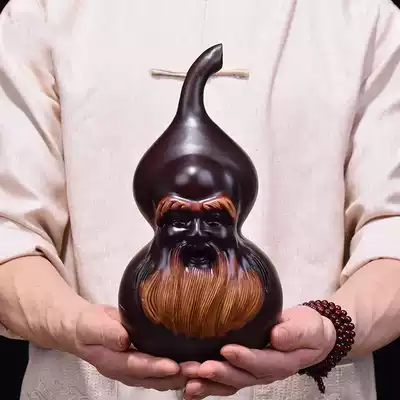 Ebony solid wood carving birthday star gourd ornaments Lucky Feng Shui home living room decorations Mahogany crafts gifts