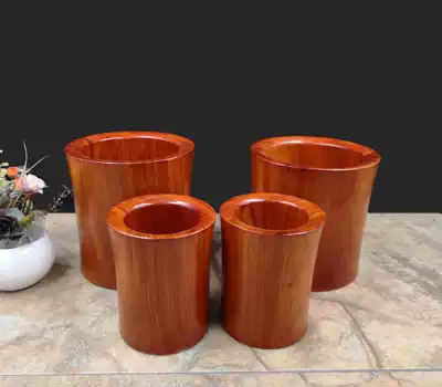 Redwood crafts ornaments round plain pen holder Brazilian Rosewood whole wood Solid Wood Wood wooden room Ba flower Pen Holder