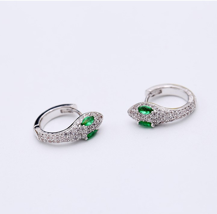 Snake Earrings & White Diamondrecommend    Same   925 silver needle   dinosaur   snake   crocodile   honeybee   eye   Earrings   Ear Studs   Ear clip