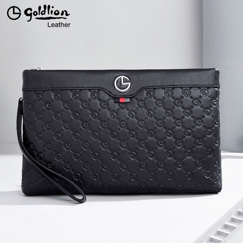 Goldlion Envelope Bag Men's Multifunctional Clutch Bag Men's Genuine Leather Clutch Bag Cowhide Clutch Bag New Brand-Name Men's Bag