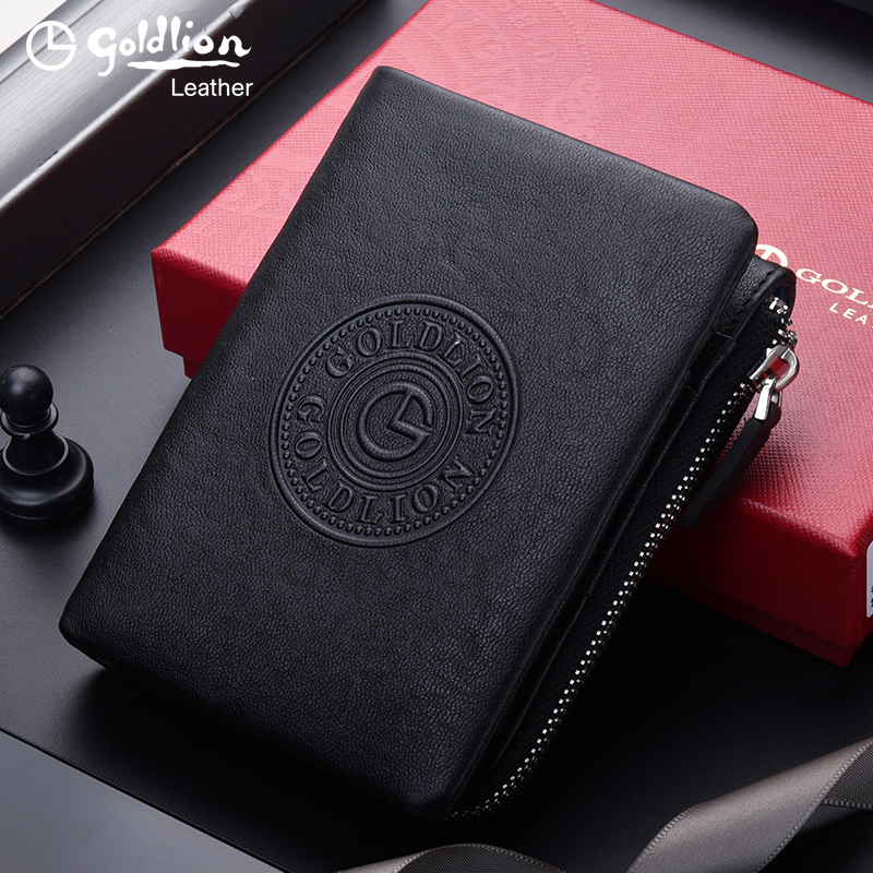 Goldlion Men's Wallet 2026 New Short Genuine Leather Zipper Wallet Men's Fashionable Cowhide Coin Purse Leather Wallet Trendy Goldlion Men's Wallet 2026 New Short Genuine Leather Zipper Wallet Men's Fashionable Cowhide Coin Purse Leather Wallet Trendy