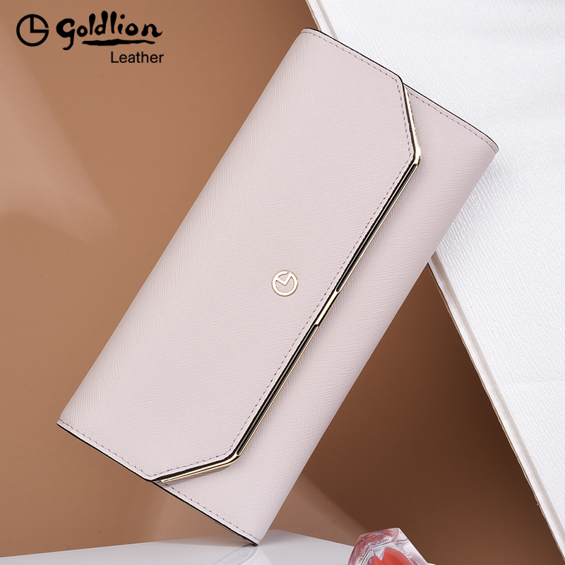 Goldlion Women's Wallet 2026 New Long Style Genuine Leather Fashion Simple 70% off Clutch Bag Gift for Mother Ladies Handbag